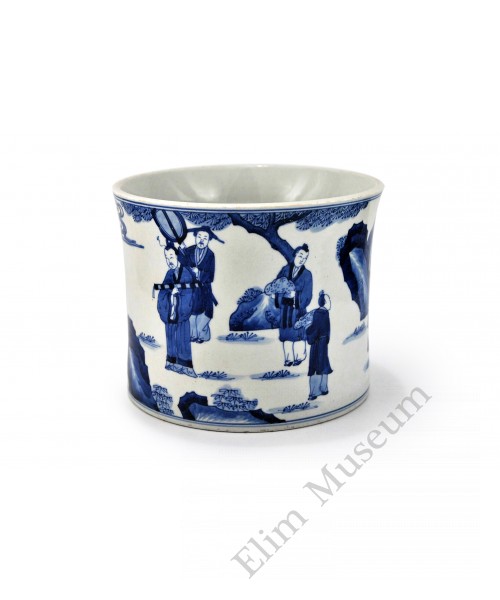 1492 A b&w brush pot with figures